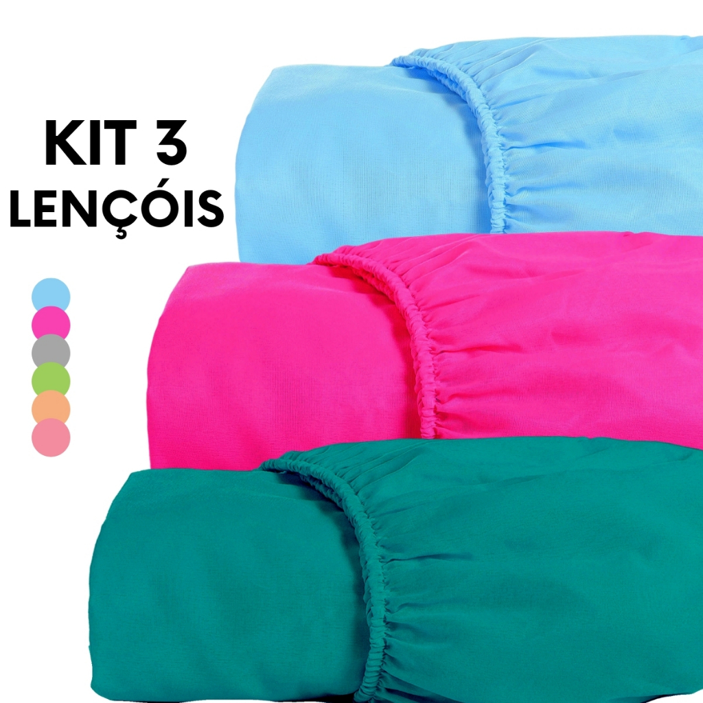 Kit 3 Lençóis Solteiro Sortidos Com Elástico 17
