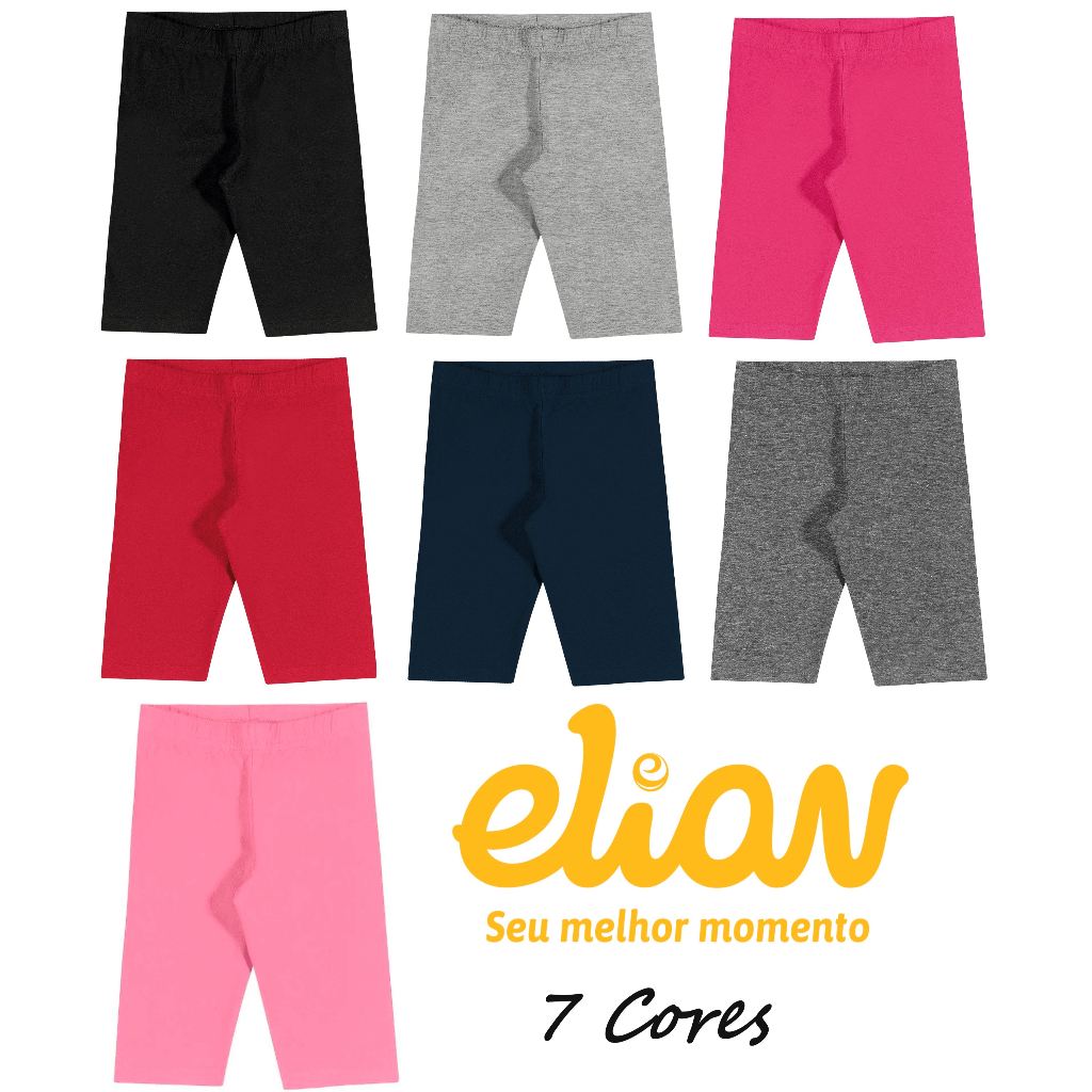 Kit 3 Bermudas Ciclista Cotton Infantil Meninas 1 
