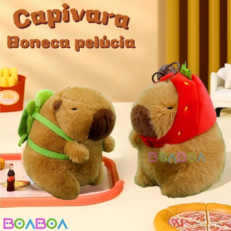 Boneca de pelúcia simulada capivara , mochila pin