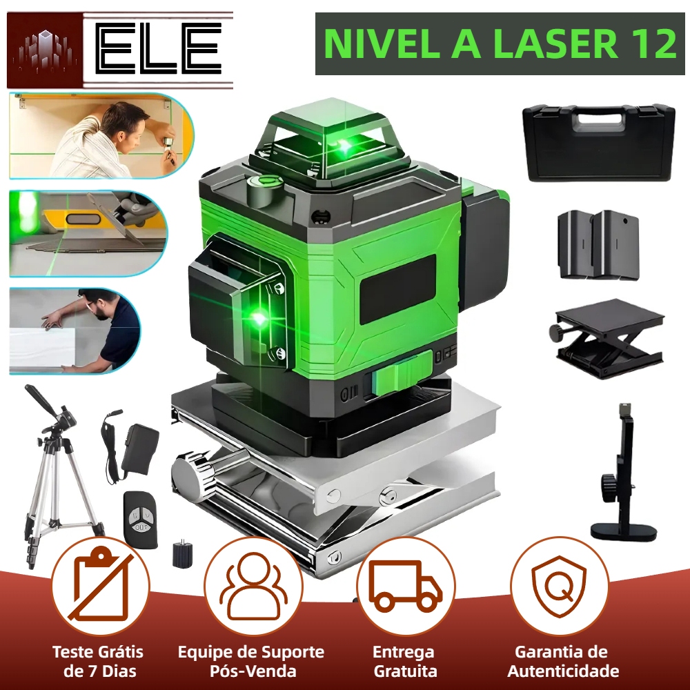 12 Linhas Nível a Laser Ajustável Nível 360 ° 