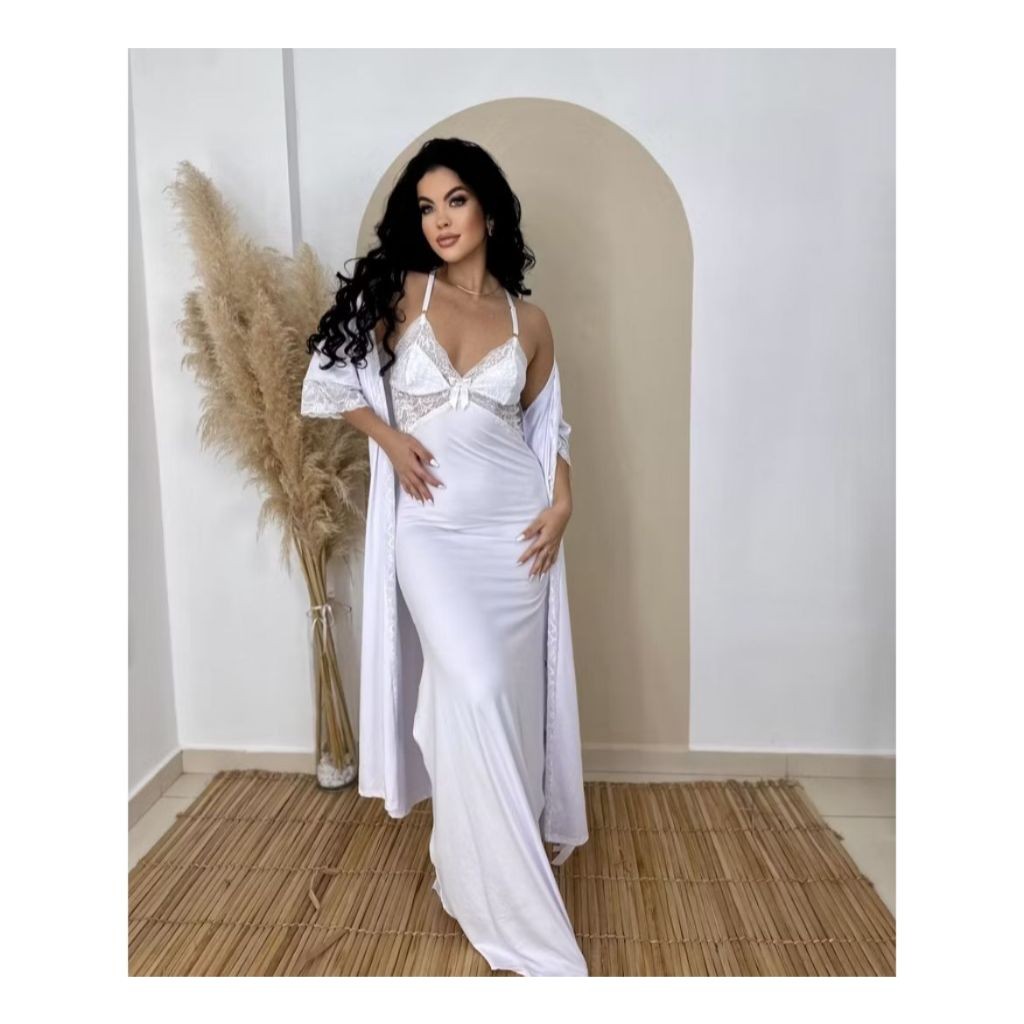 Camisola Longa Feminina Rendada Microfibra Sensual