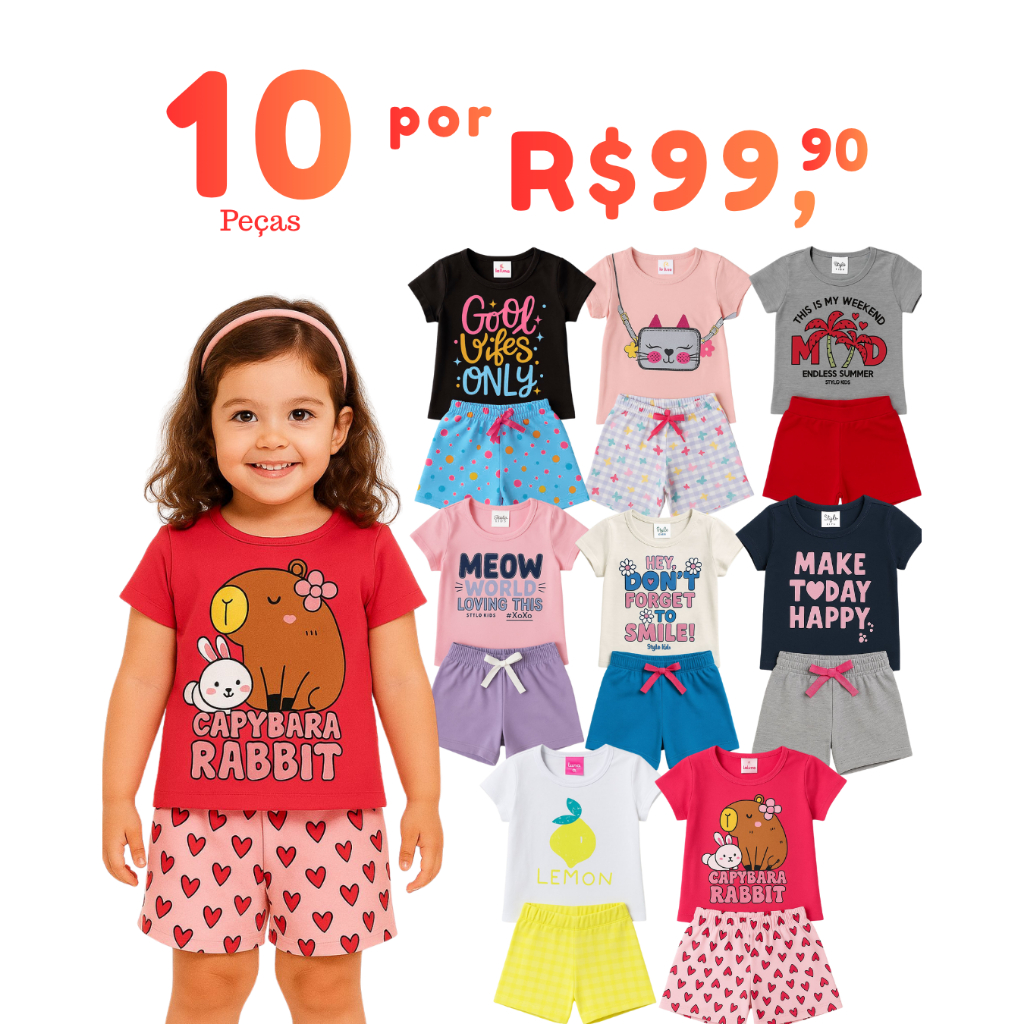 KIT 10 Peças Roupa Infantil Menina Conjunto Verã