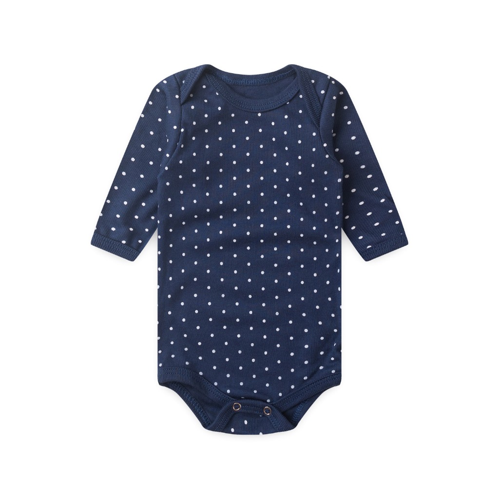 Body Bebe Canelado Escuro Poa Manga Longa (RN/P/M/