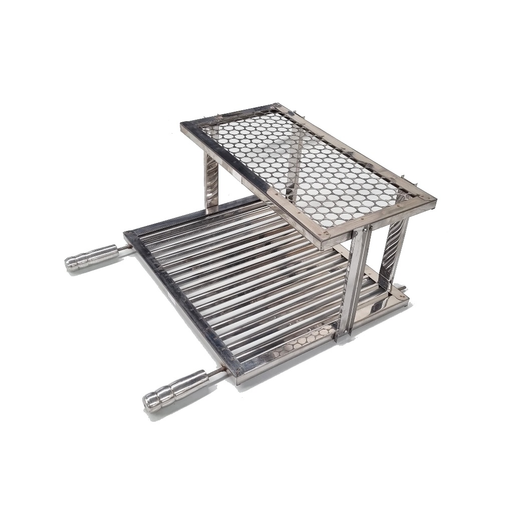 Grelha Parrilla Inox Uruguaia Com Grelha Auxiliar 