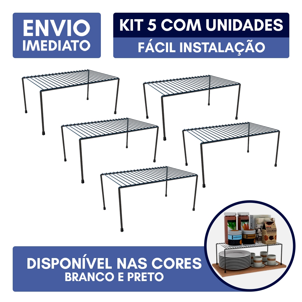 Kit 5 Organizador de Cozinha Rack Prateleira Suspe