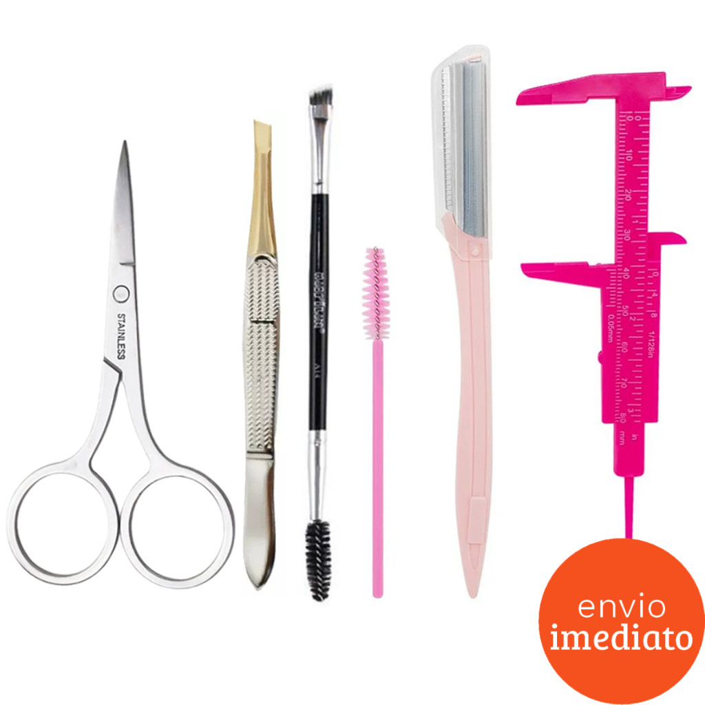 Kit Pincel Design Sobrancelhas Paquímetro Escovin