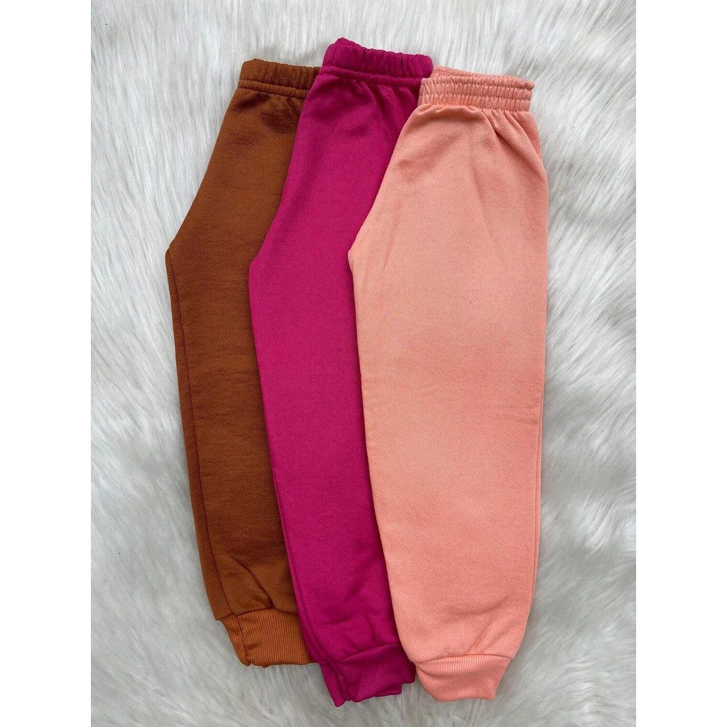 Kit 3 Calça de Moletom Menina Infantil Feminina S