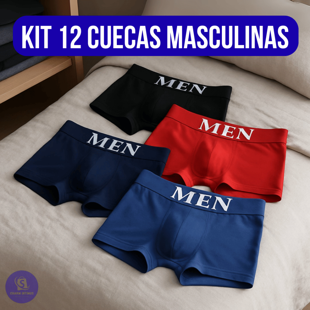 Kit Até 12 Cueca Boxer Lisa Sem Costura Masculino
