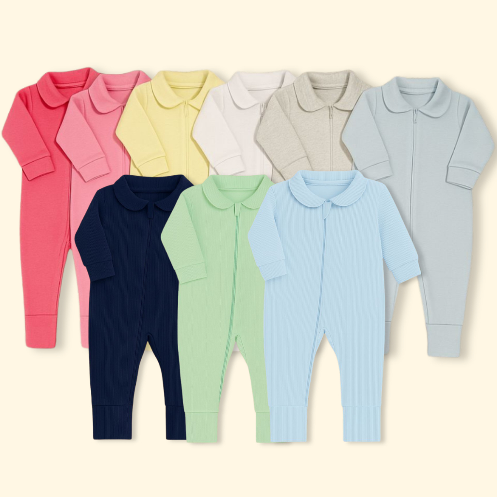 Kit  Macacão Longo Bebê Ribana 100% Algodão com