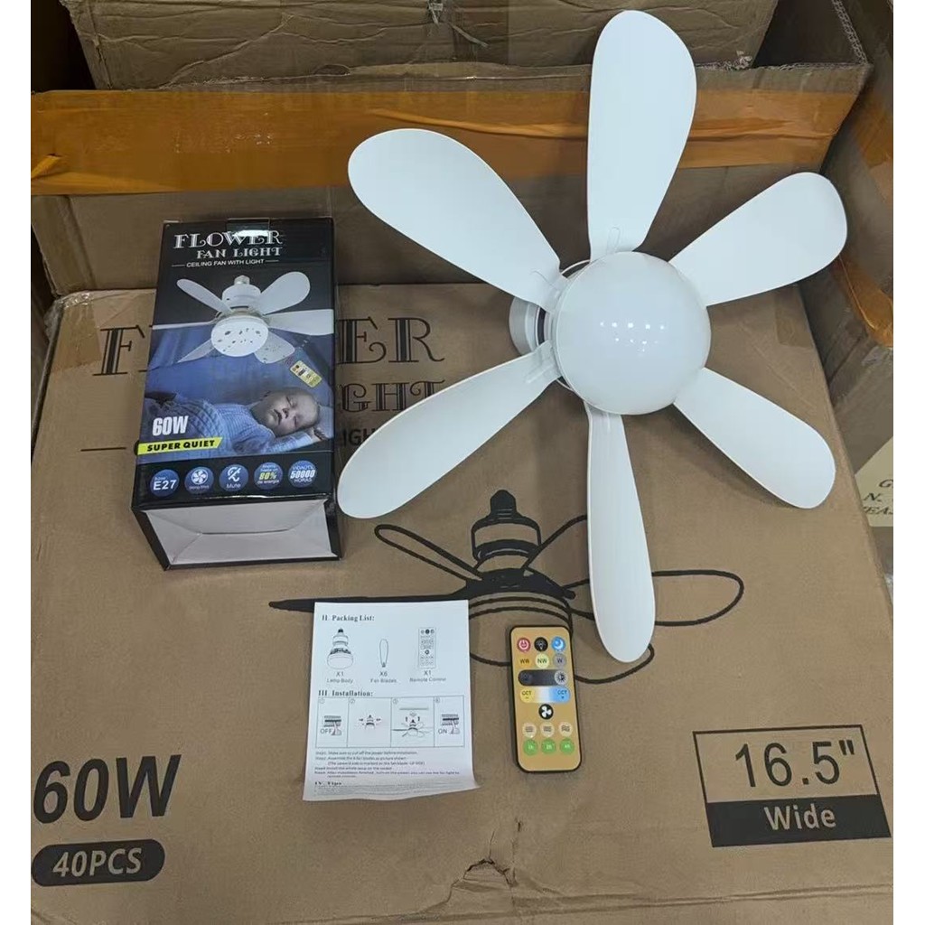 Luz de ventilador de 6 pás LED 60W Dobrável Ajus