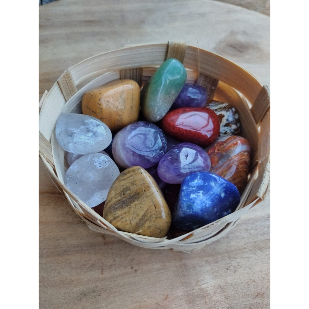 Cesto de pedras e Cristais, 500 gramas de pedras n