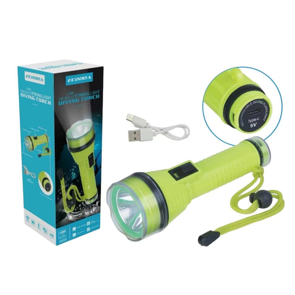 Lanterna De Mergulho Ecooda Pesca Led Recarregáv