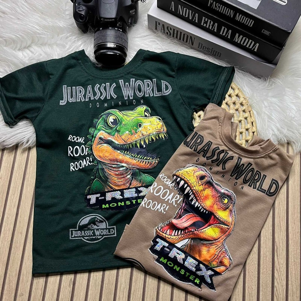 Camiseta efeito LED Jurassic Dinossauro Infantil B