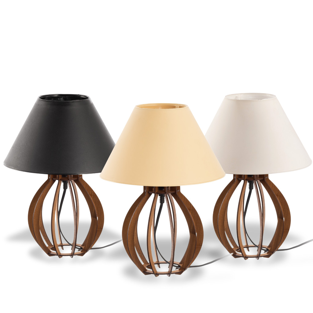 Kit 2 Abajur Clássico em Madeira Mdf Para Sala Qu