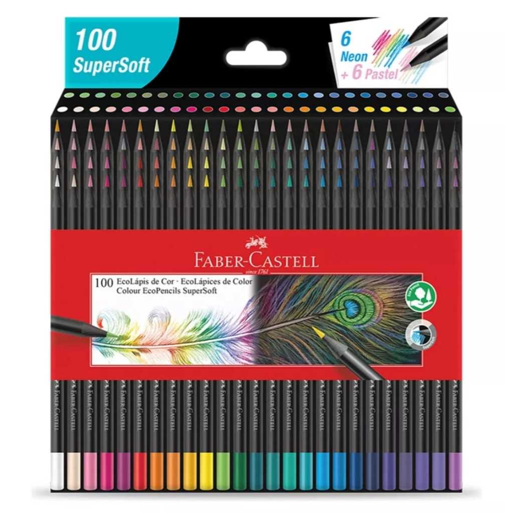 Lápis De Cor Faber Castell 100, 50 e 24 Cores Sup