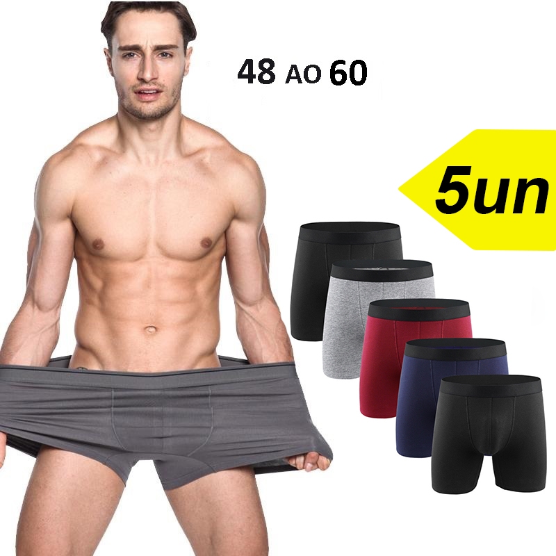 KIT COM 5 cueca box boxer masculina PLUS SIZE extr