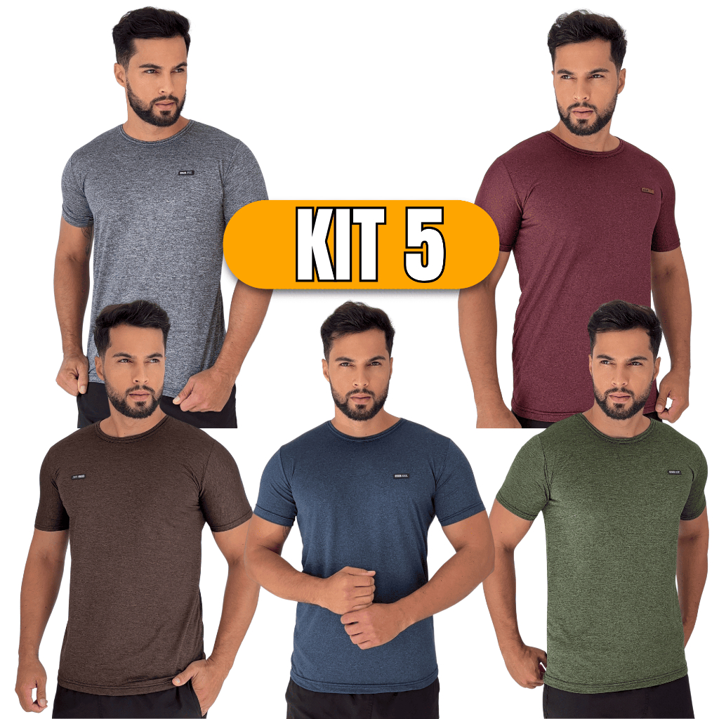 Kit 5 Camisas Masculina Manga Curta Malha Fria Mod