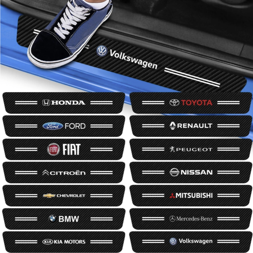 Kit 4 Peças Adesivo Soleira de Porta Carro Modelo