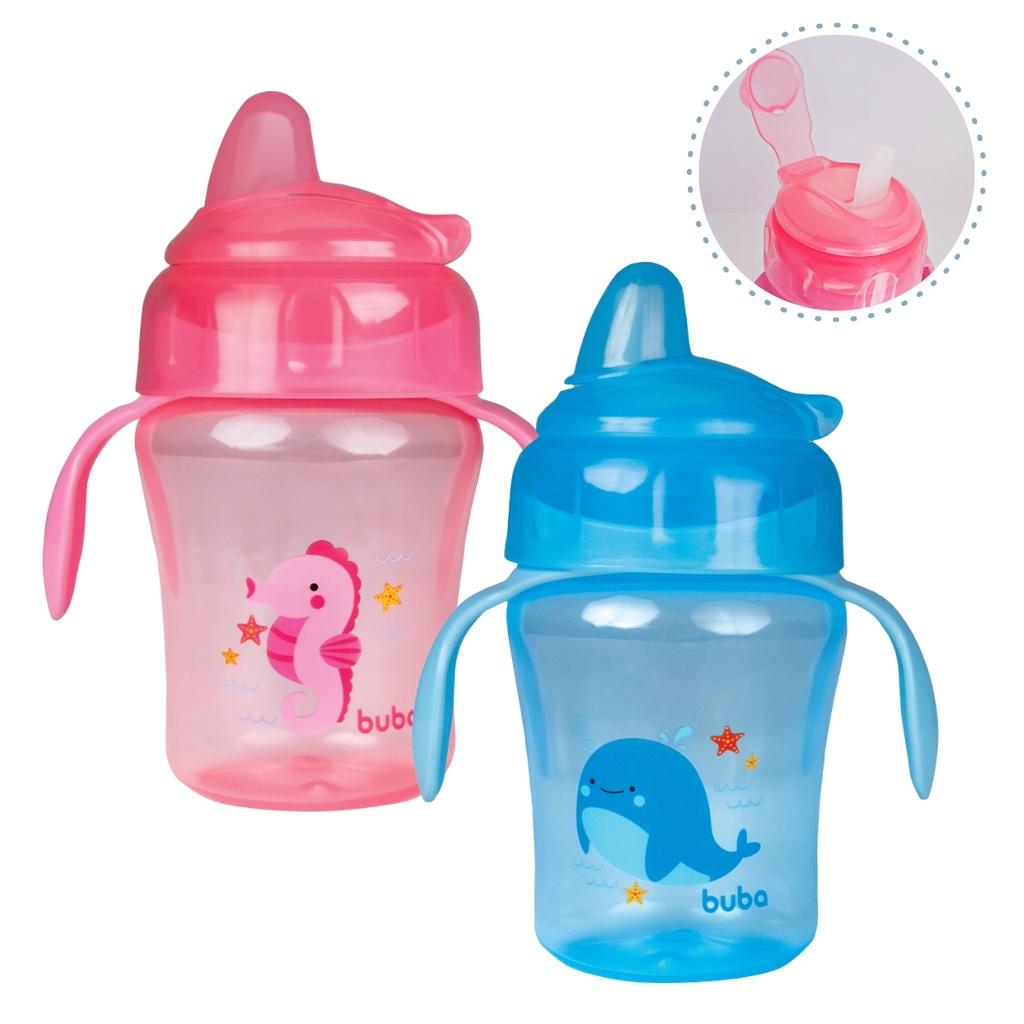 Copo Infantil com Tampa Alça Bico de Silicone 240