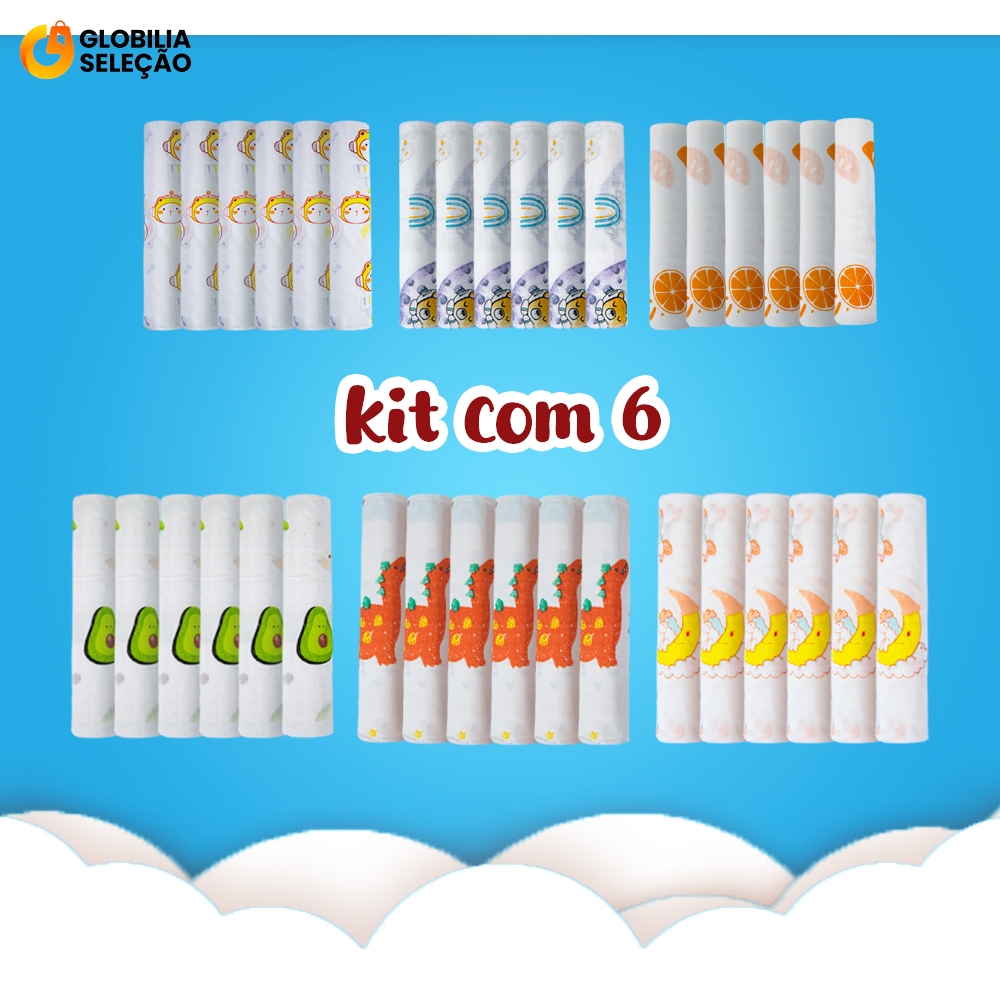 Kit 6 Unidades Pano de Boca Bebe Infantil Fralda B