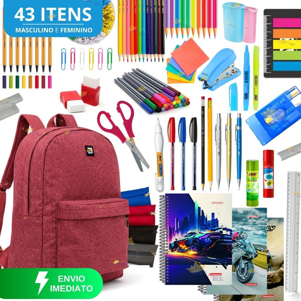 Material Escolar Completo Kit Escolar Estojo Escol