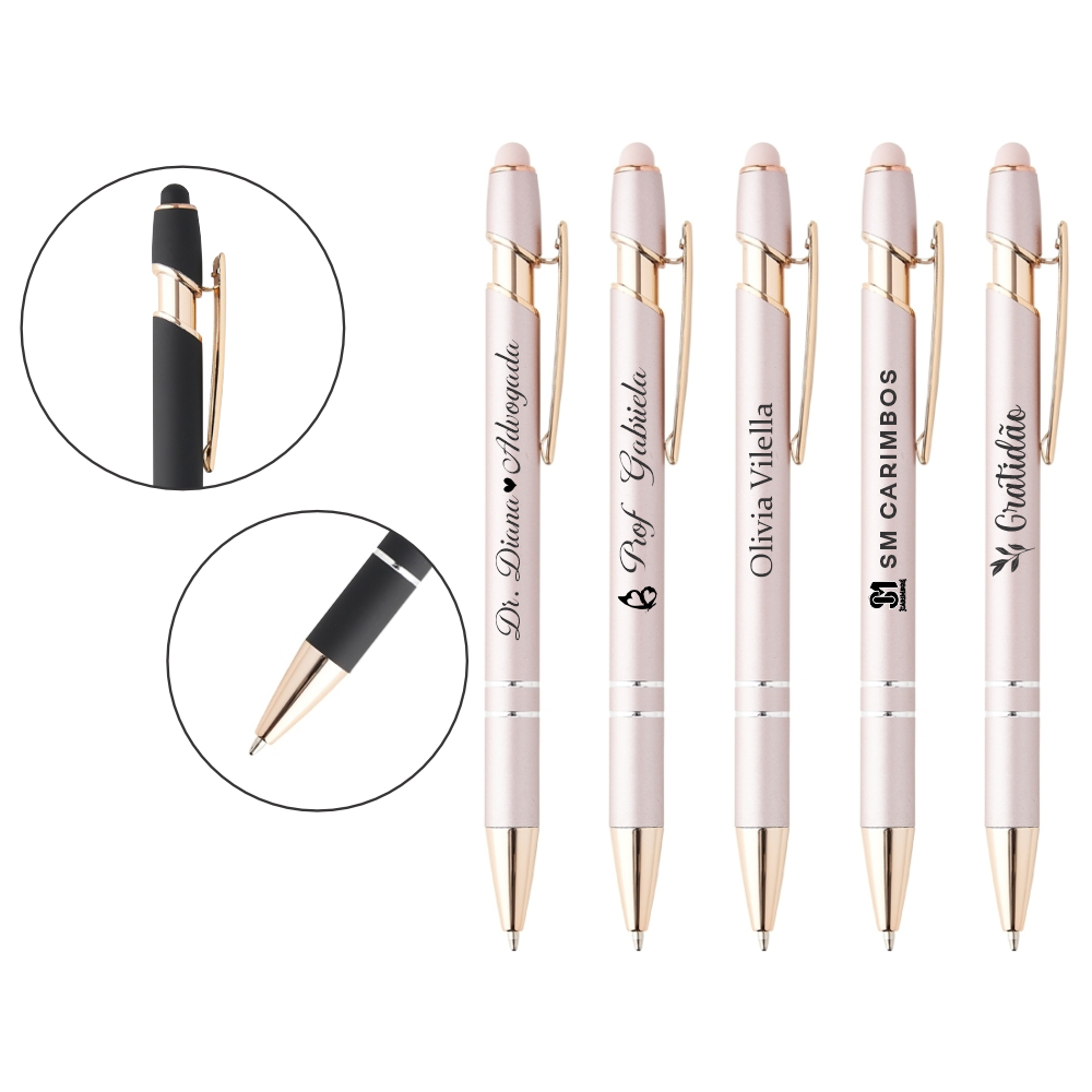 Kit 30 Canetas Metálicas Personalizadas C/ Ponta 