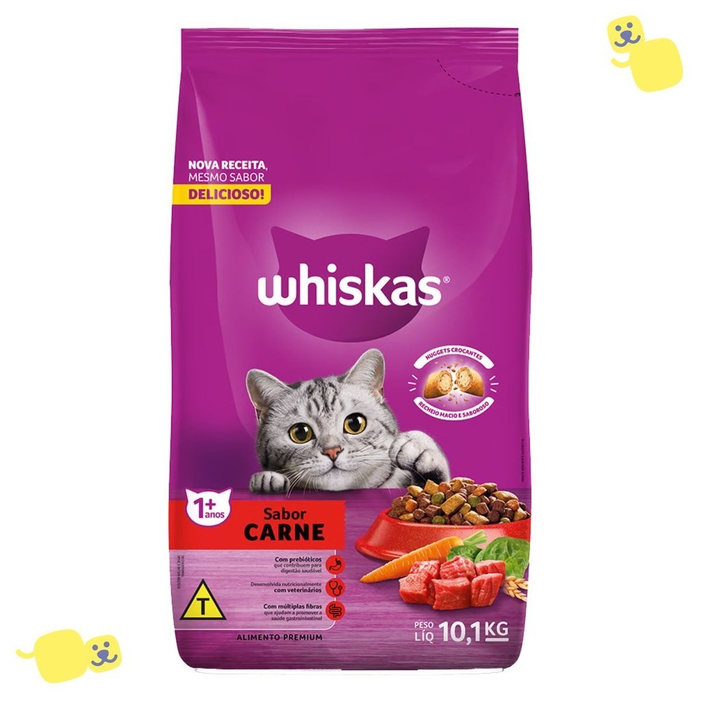 Ração Whiskas Gatos Adultos Sabor Carne 10,1 kg