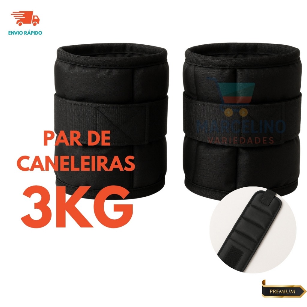 Par Caneleira de Peso 3kg Academia Tornozeleira Fi