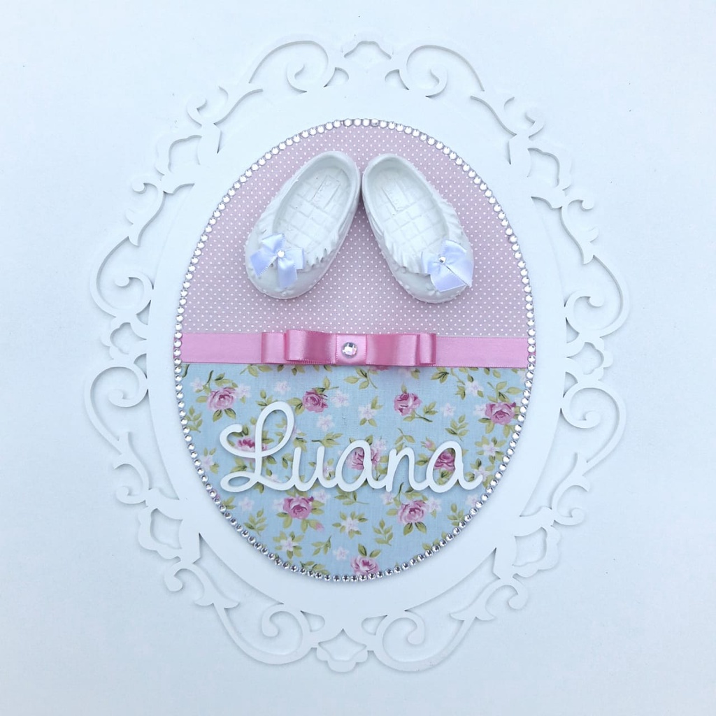 Enfeite porta maternidade sapatinho nome  personal