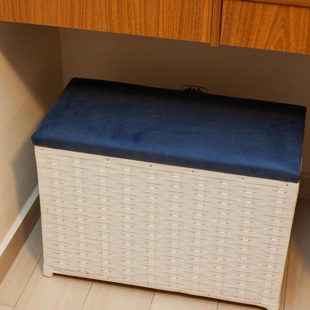 Puff Baú Organizador Fibra Sintética Assento Sue