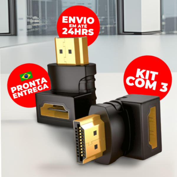 Adaptador Hdmi 90 Graus Curva Em L Macho X Fêmea 