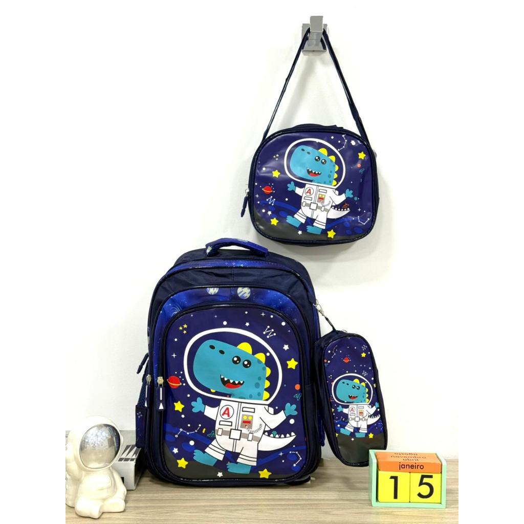 Kit Mochila Menina e Menino Escolar Infantil Bolsa
