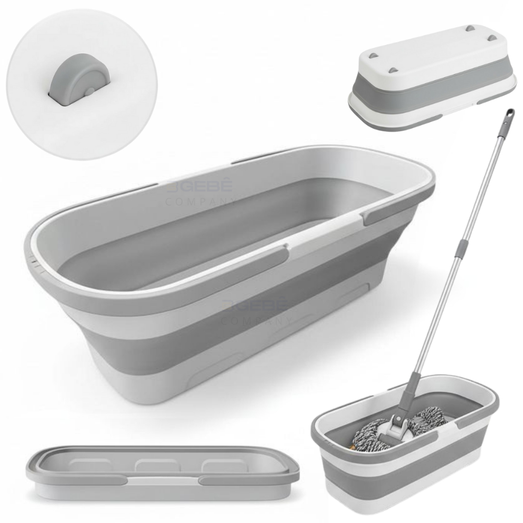 Balde Multiuso Dobrável Retrátil  Retangular Sil