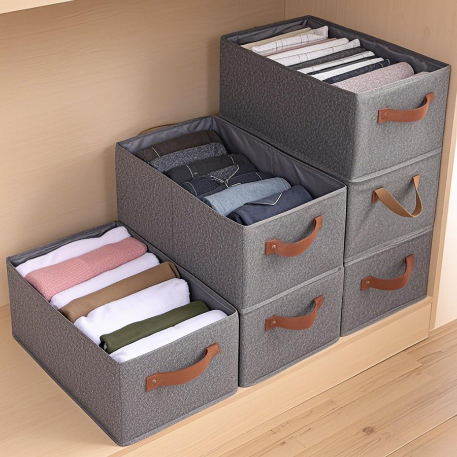 KIT 2/4/6/8 Cesto Organizador de Guarda Roupas Ref