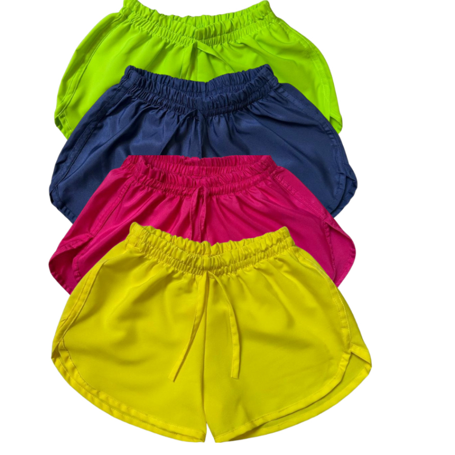 Kit 4 bermudas infantil menina cores variadas lisa