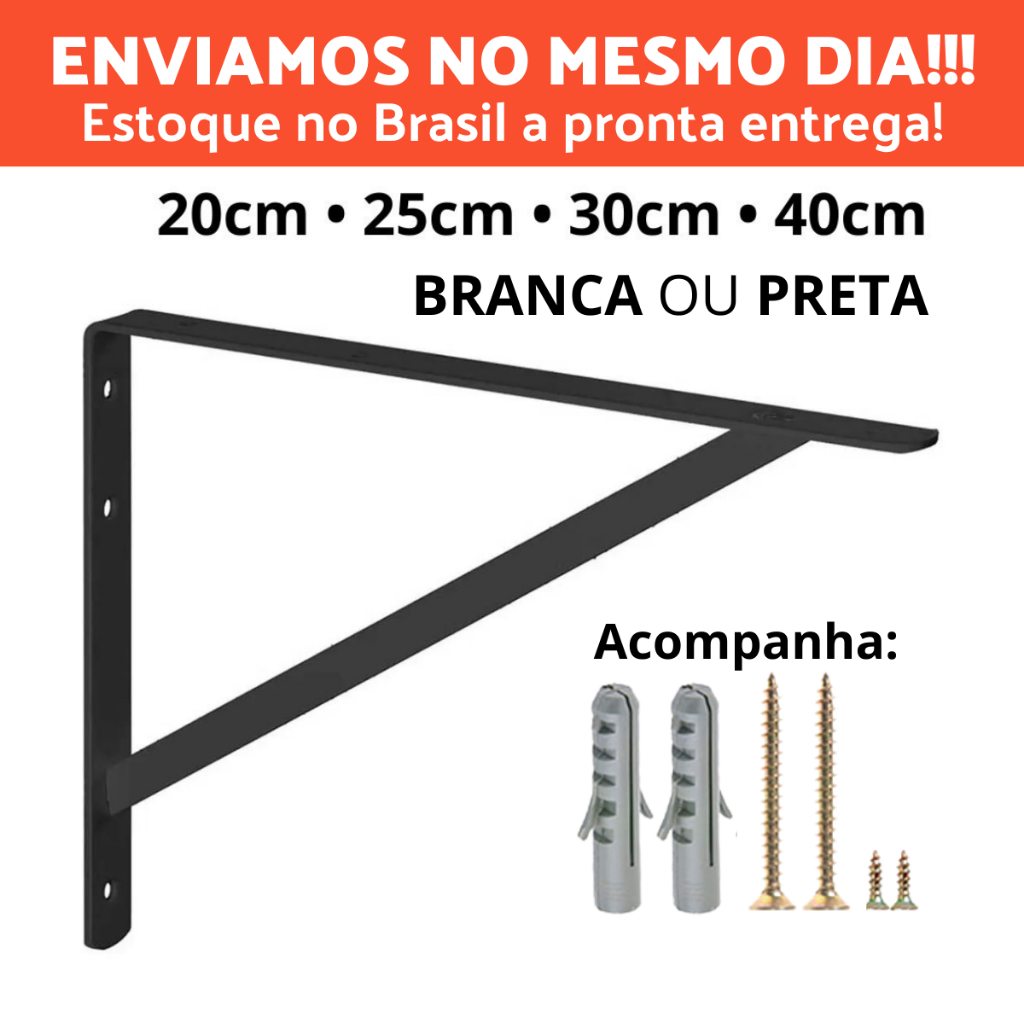 Mão Francesa 20cm 25cm 30cm 40cm Suporte De Prate