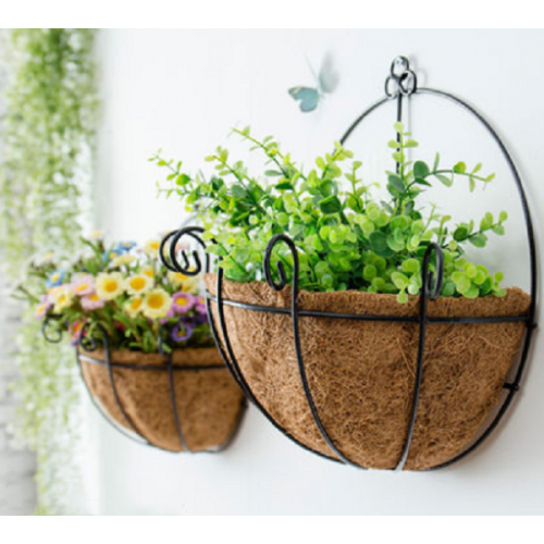 Meio Vaso 35cm Parede De Ferro Com Fibra Coco 1840