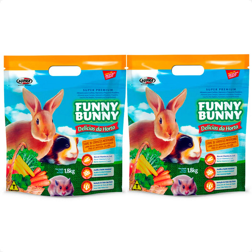 Kit 2 Ração Funny Bunny 1,8 Kg Delícias da Hort