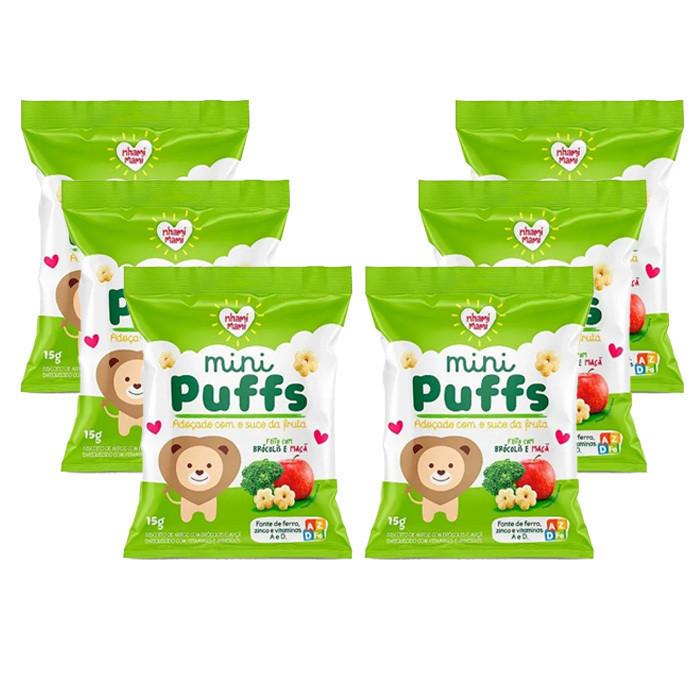 MINI PUFFS BRÓCOLIS E MAÇÃ 6x15g – NHAMI 