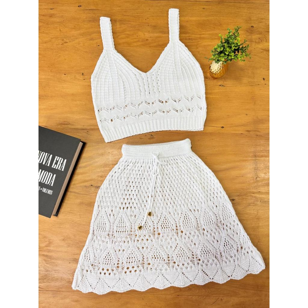Conjunto Saída de Praia Feminina Tricô Verão 20