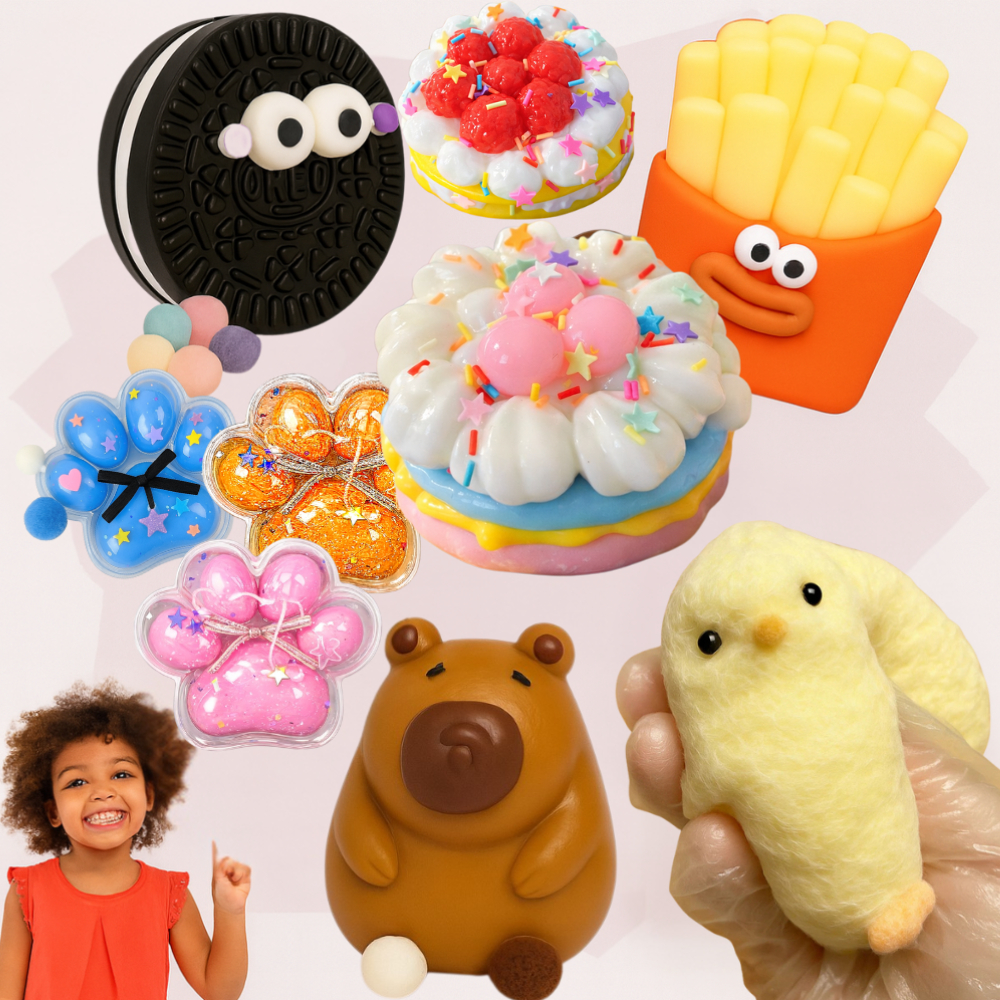 Kit 1 2 3  Brinquedos Squishy de Apertar Sensorial