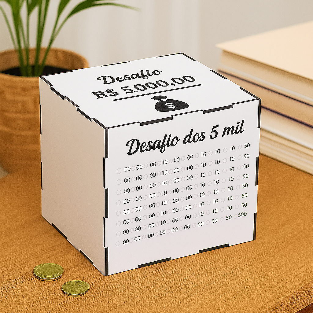 Cofre MDF Desafio 1Mil / 5Mil / 10Mil / 20Mil  pra
