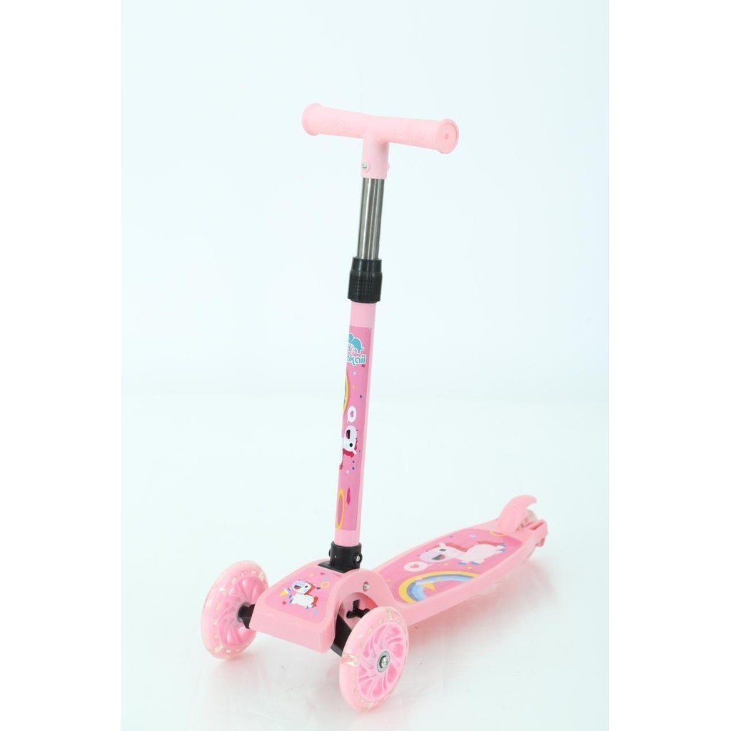 Patinete Infantil Com 3 Rodas Dobrável Rosa