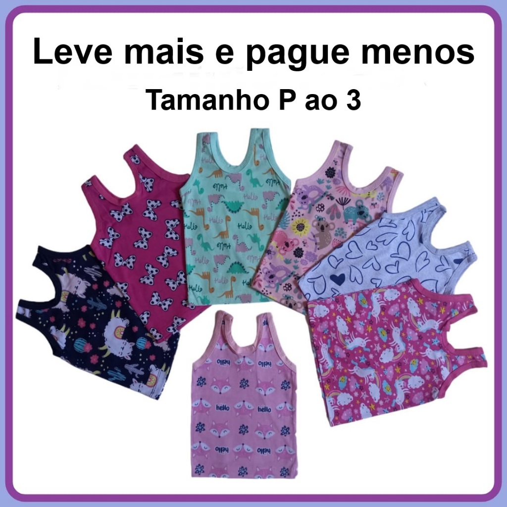 Camiseta Regata Bebê Infantil Feminina malha 100%