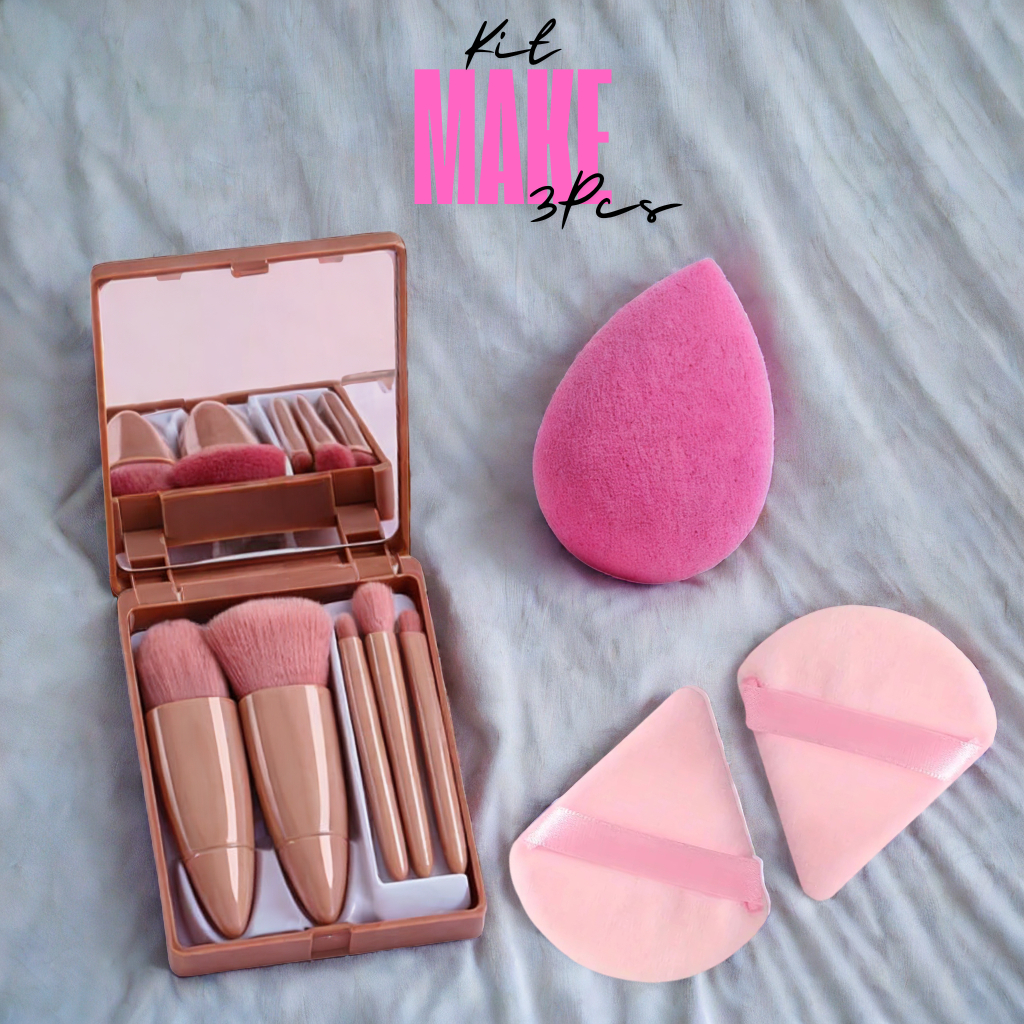 Kit Estojo com Espelho mais Três Esponjas kit de 