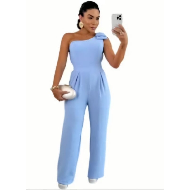 Macacão Longo Feminino Elegante M, G, GG Tecido s