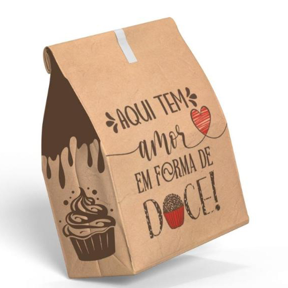 50 Sacos Kraft Papel Para Delivery Doces Bolos Muf