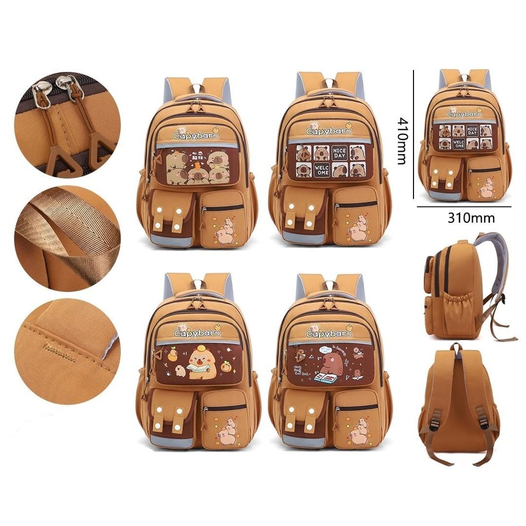 Qiu – Bolsa Escolar Infantil Capybara Fofa B