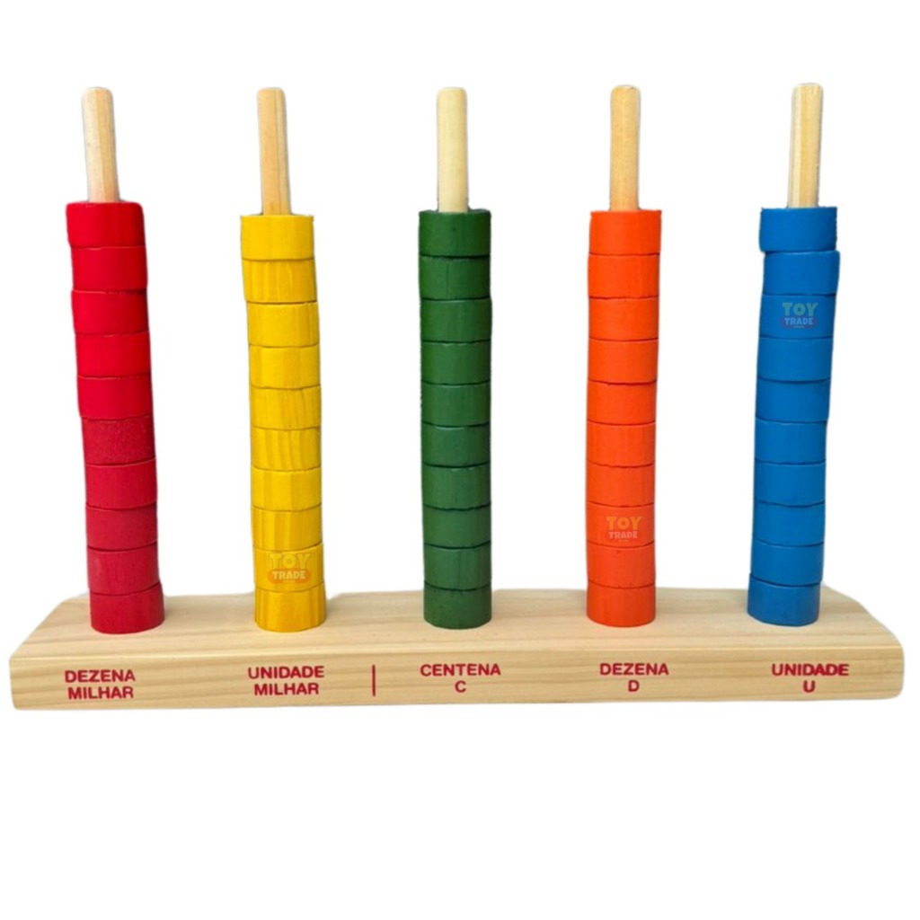 Ábaco Aberto Educativo com 5 Hastes e 50 Argolas 