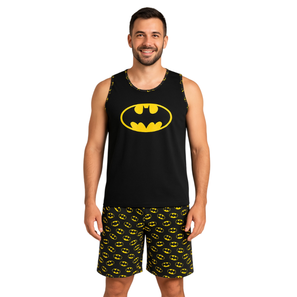 Pijama Masculino Adulto Super Heróis Conjunto Dor